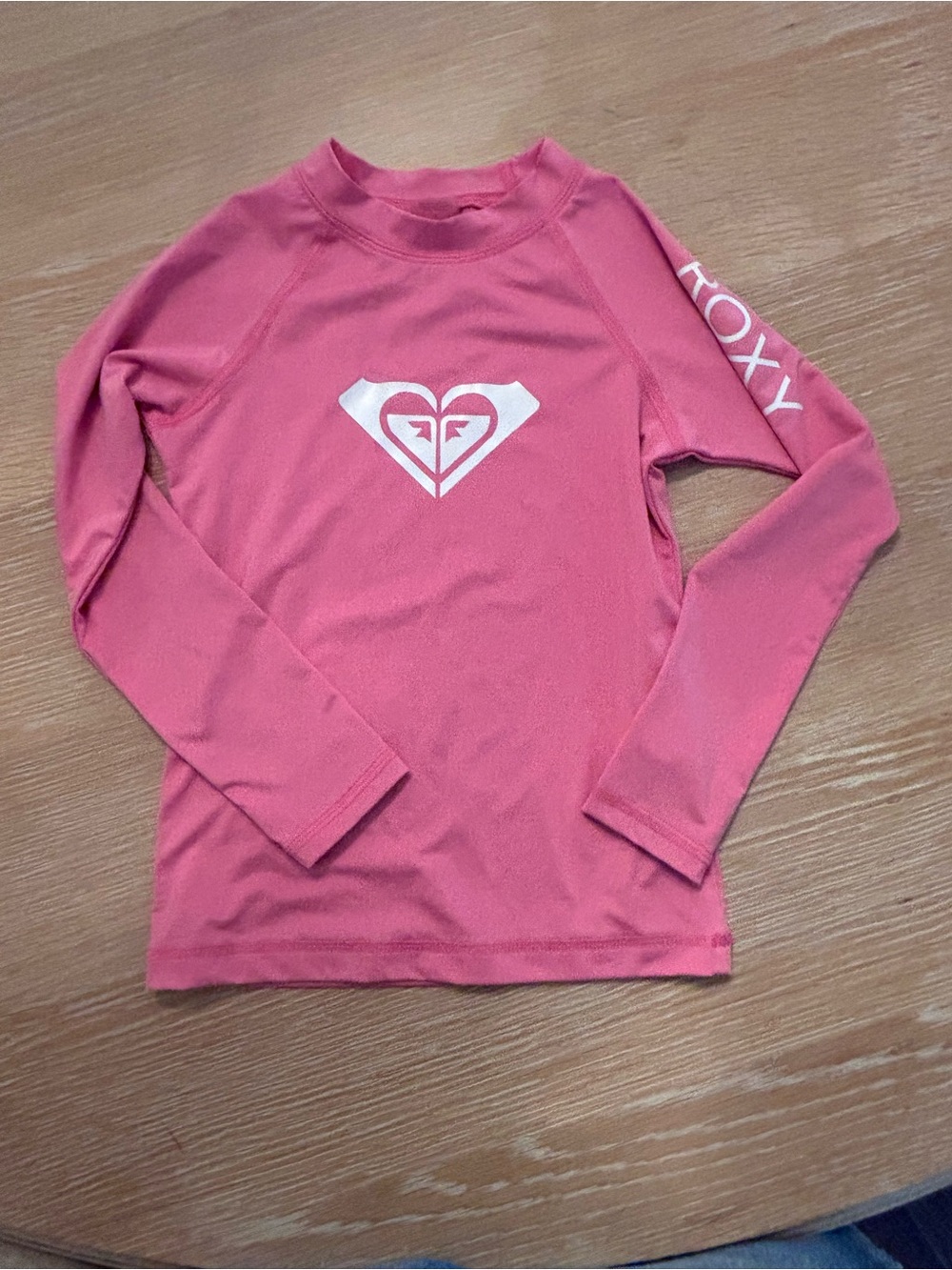 Roxy Pink Long-Sleeve Swim Top with White Logo - S